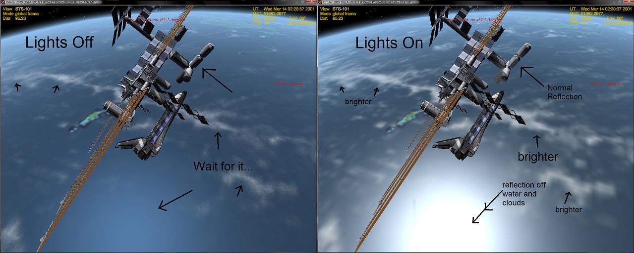 4-04-09, 1.1, These are better screenshots of the "3-25-09, 10.1" that showed the docking headlights reflecting off of the planet. oglaclient-090322_b