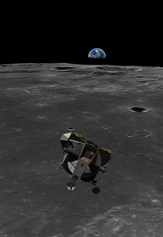Apollo 11 post rendezvous station-keeping and AOS Houston, about to fly over Mare Smythii. AMSO/Orbiter 2016.