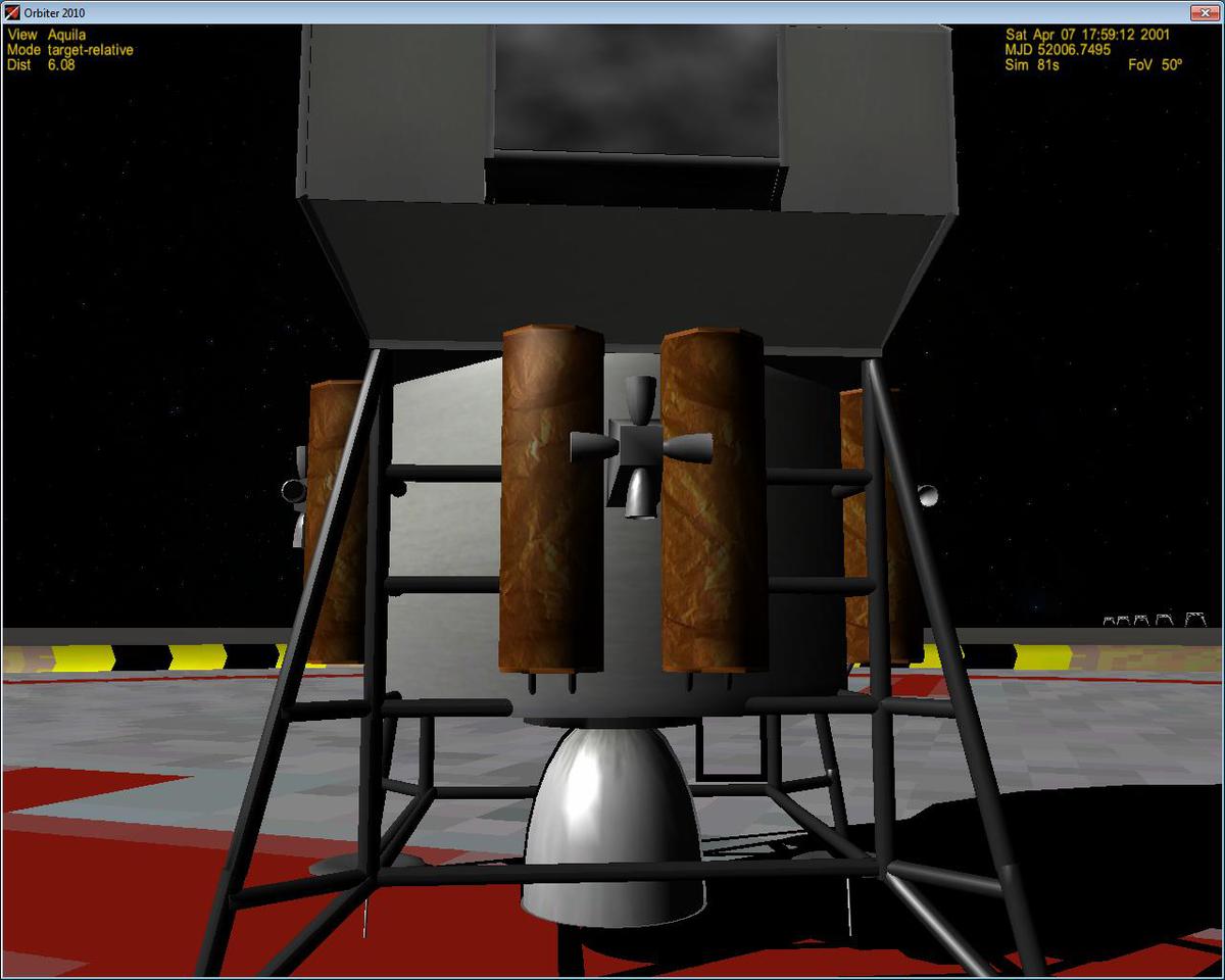 Aquila's main engine bell has a meshing bug. Look closely to spot it.