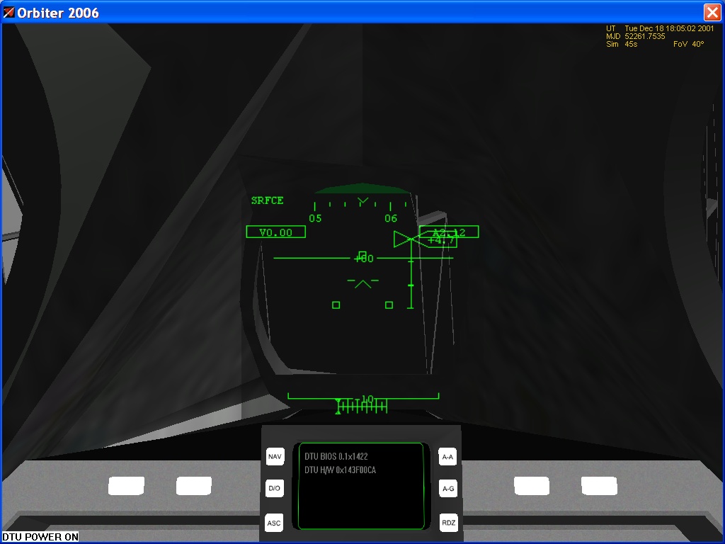 Black Dart: Display Terminal Unit (DTU) Boot Sequence running on Black Dart space plane.