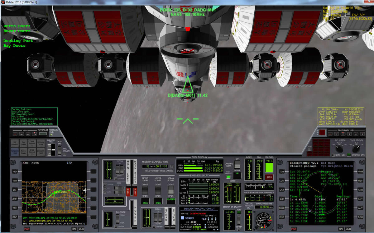 Cockpit view ready to undock