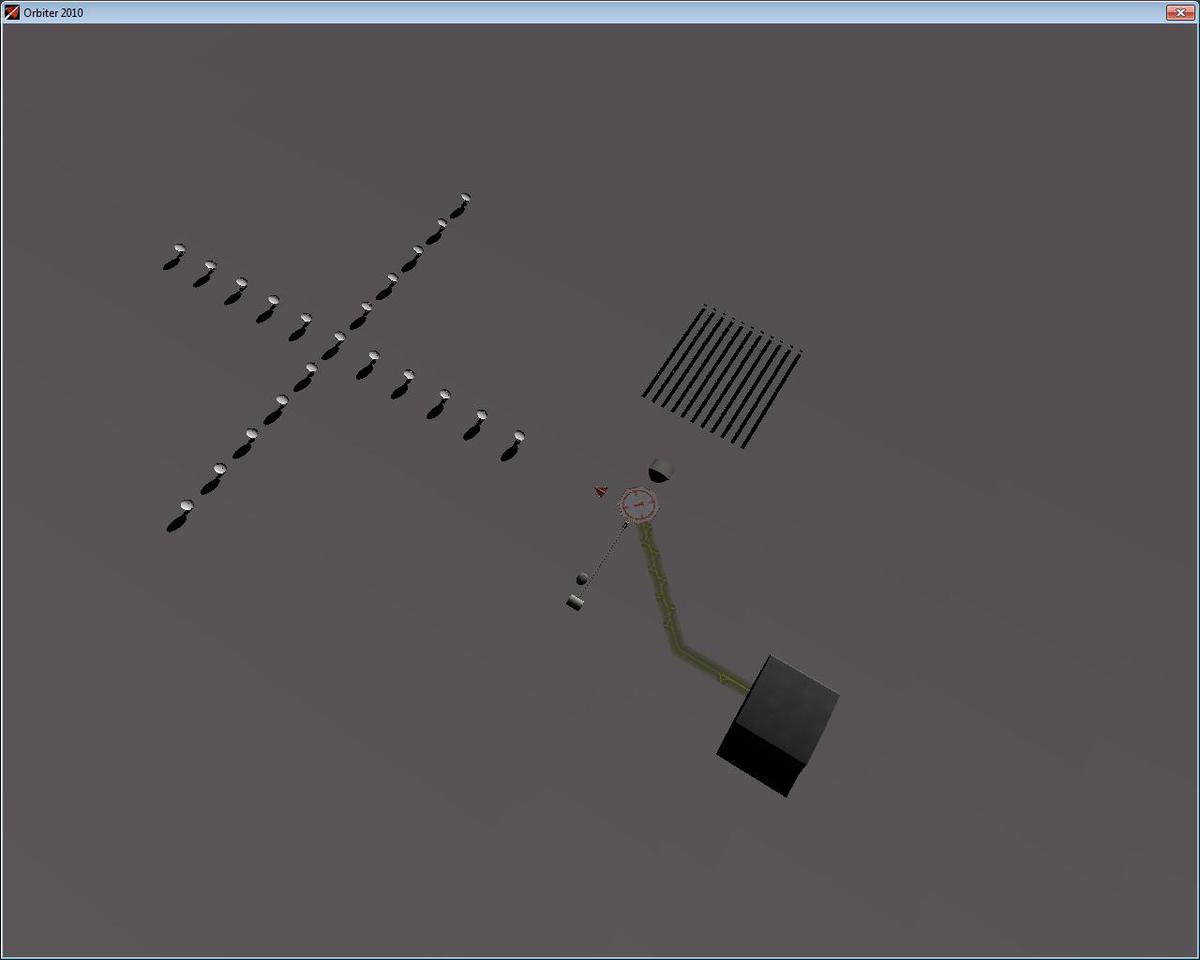 Larson Base dev screenshot 3. You can now see the added taxiway and hangar, as well as the new habitat dome.