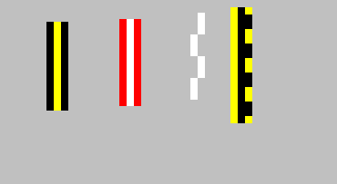 Line patters one can expect to encounter on the ramp of an airport.