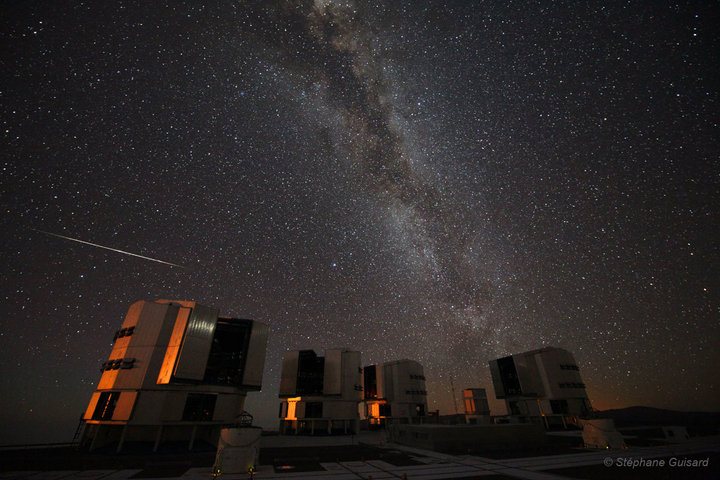 Milky Way Galaxy and Meteor over Paranal Observatory in Chile