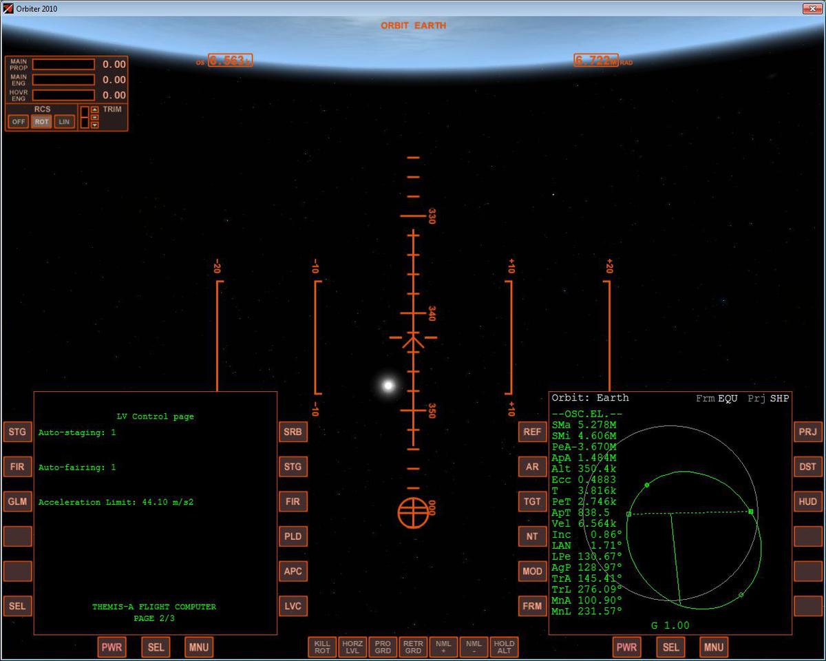 Post MECO on a Themis-A NE6 with a 6X7 meter fairing and a fully loaded Shuttle PB as the payload (set z-offset to 17.00 meters and z-orientation to 1