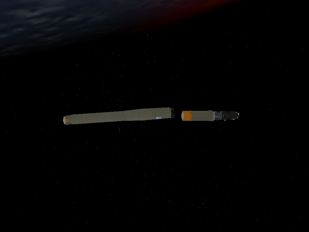 Stage 2 of the Soyuz launcher is separated.