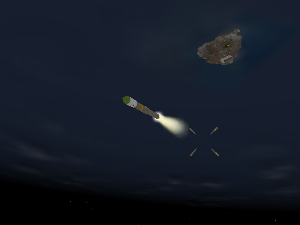 The first stage of the Soyuz launcher being jetissoned.