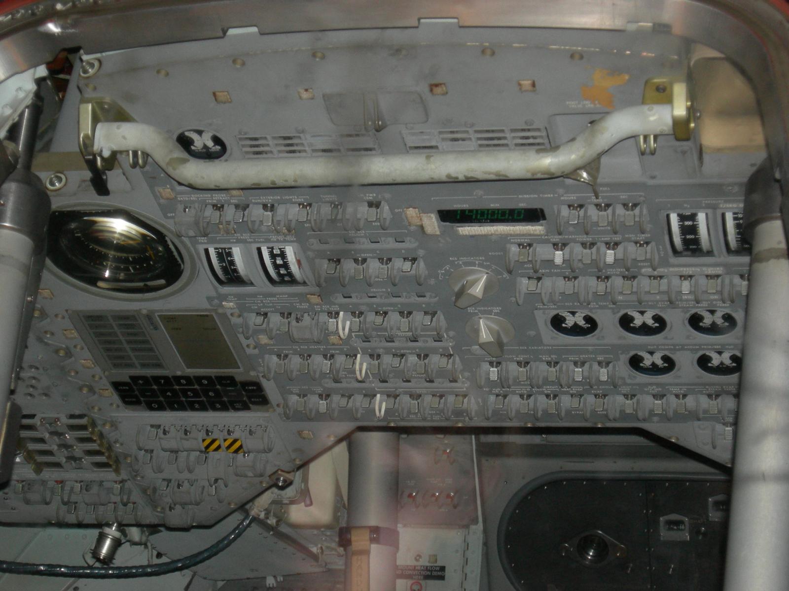 View of Panel 2 inside the Apollo 14 Command Module, Kitty Hawk.  The AGC and FDAI can be seen on the left